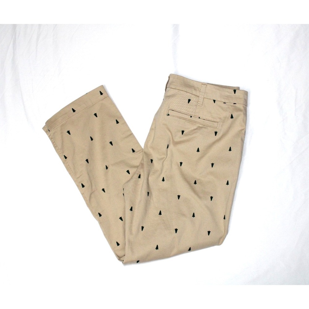 NWT J Crew Tree Printed High-Rise Girlfriend Chino Tan Beige Pants Size 10